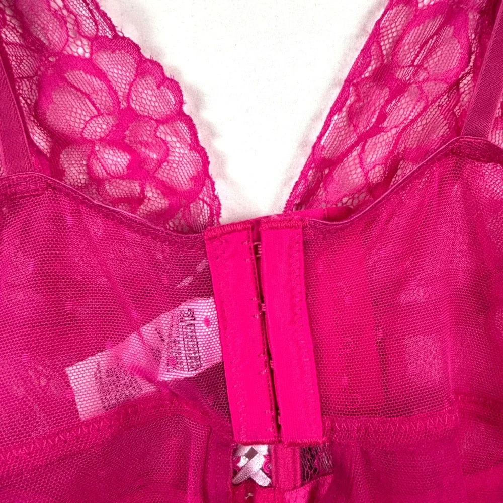 Forever 21 Babydoll Lingerie Lace Trim‎ Pink Corset Style
